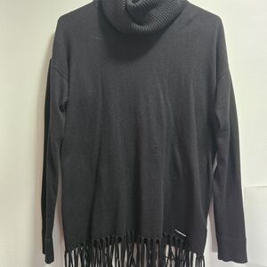 Michael Kors Black Cowl Neck Sweater with Fringe